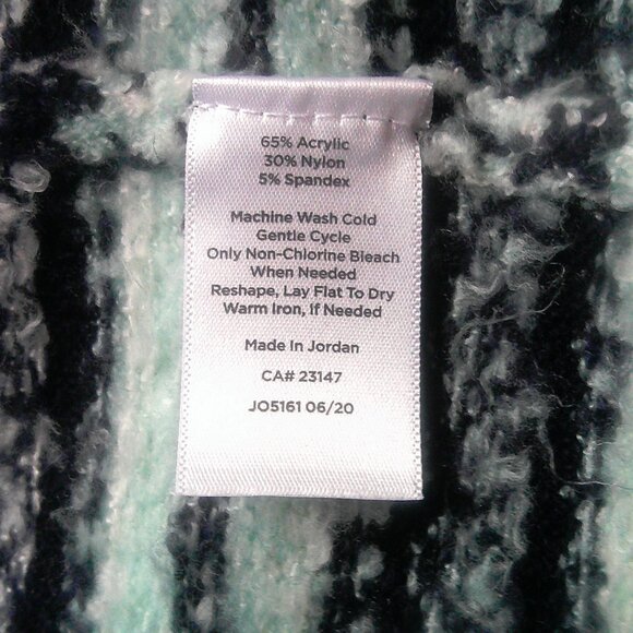 Talbots Aqua Navy Fair Isle Fuzzy Open Cardigan M - Picture 9 of 9